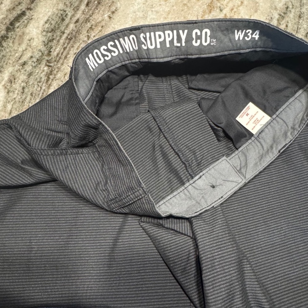 Mossimo Chino Shorts Mens 34 Micro Stripe Charcoal Gray Flat Front Casual 10" - Picture 5 of 6
